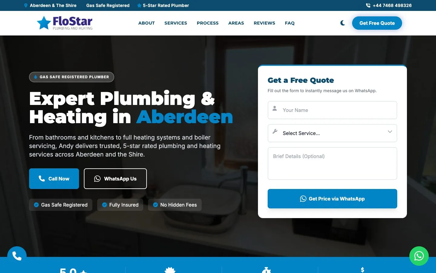 FloStar Plumbing & Heating website homepage