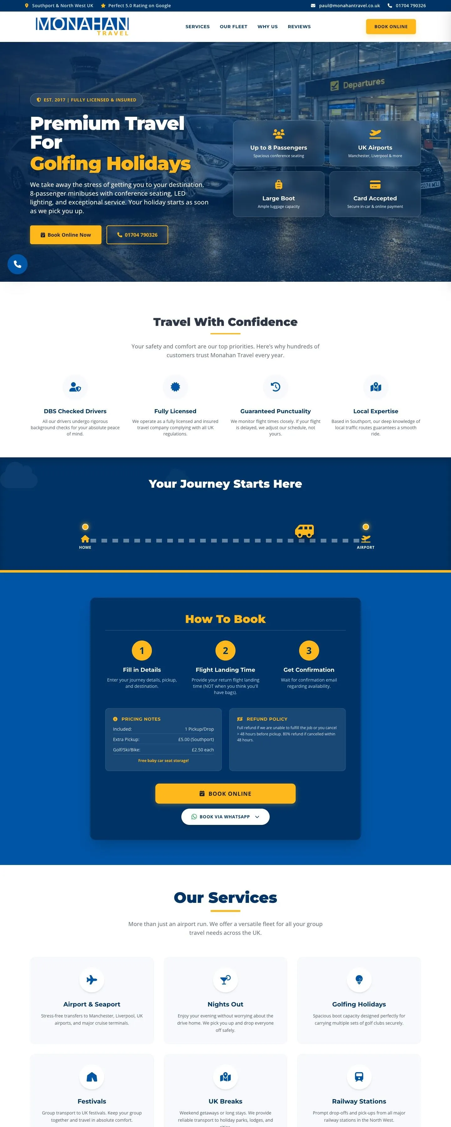 Monahan Travel website homepage