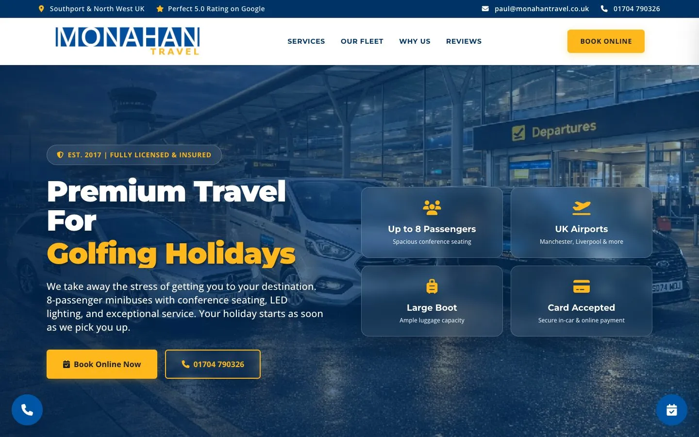 Monahan Travel website homepage